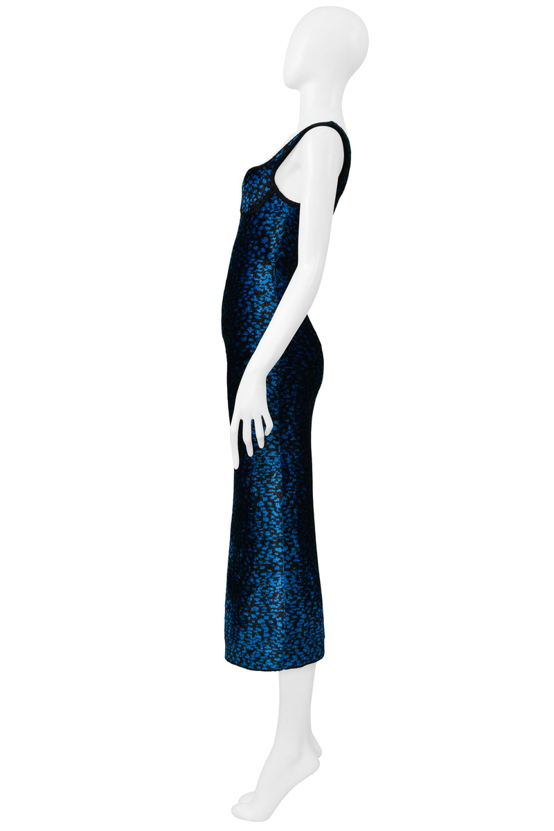 LANVIN BLUE AND BLACK CHENILLE LEOPARD DRESS