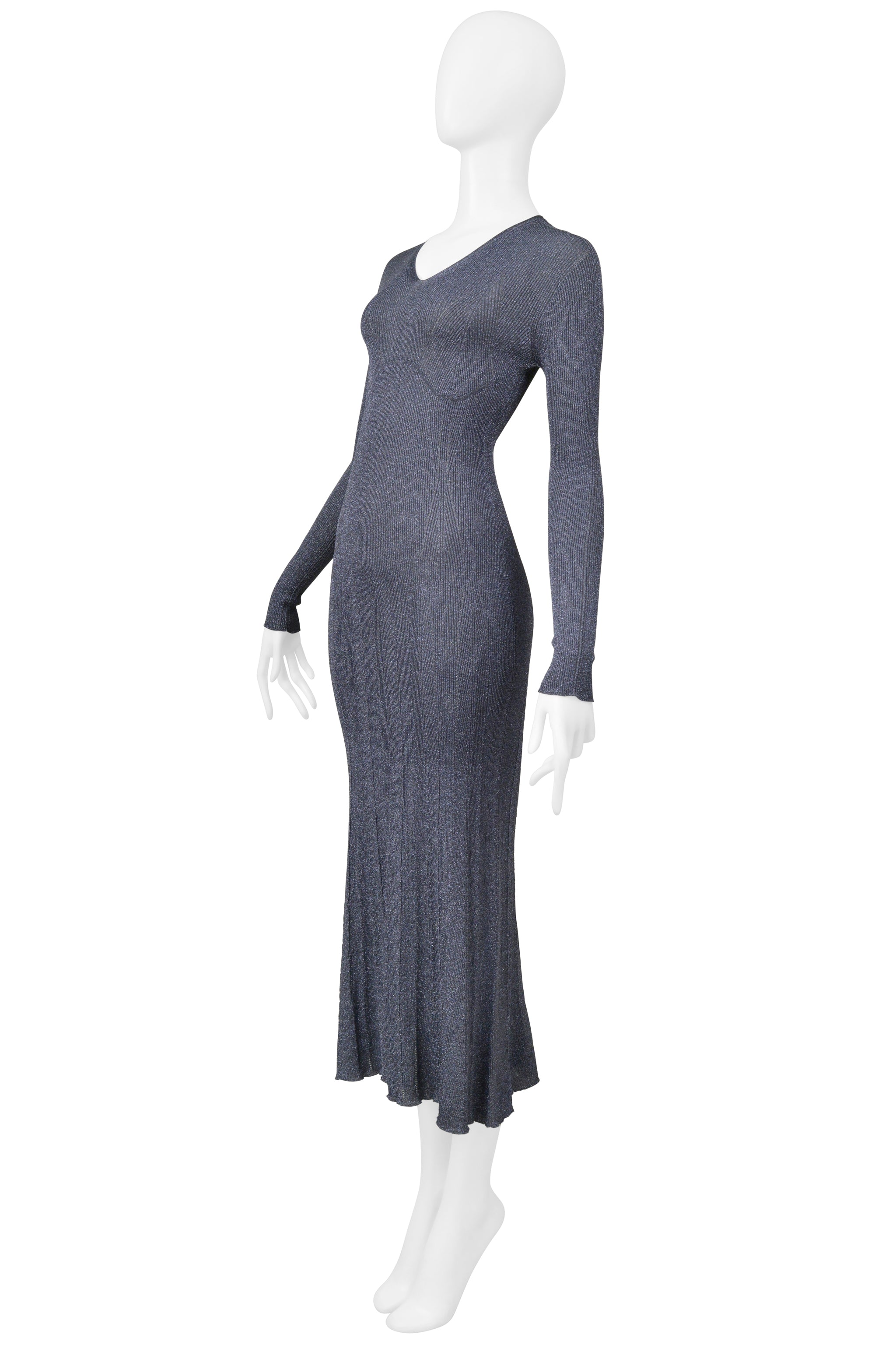 LANVIN BLUE METALLIC LUREX KNIT DRESS