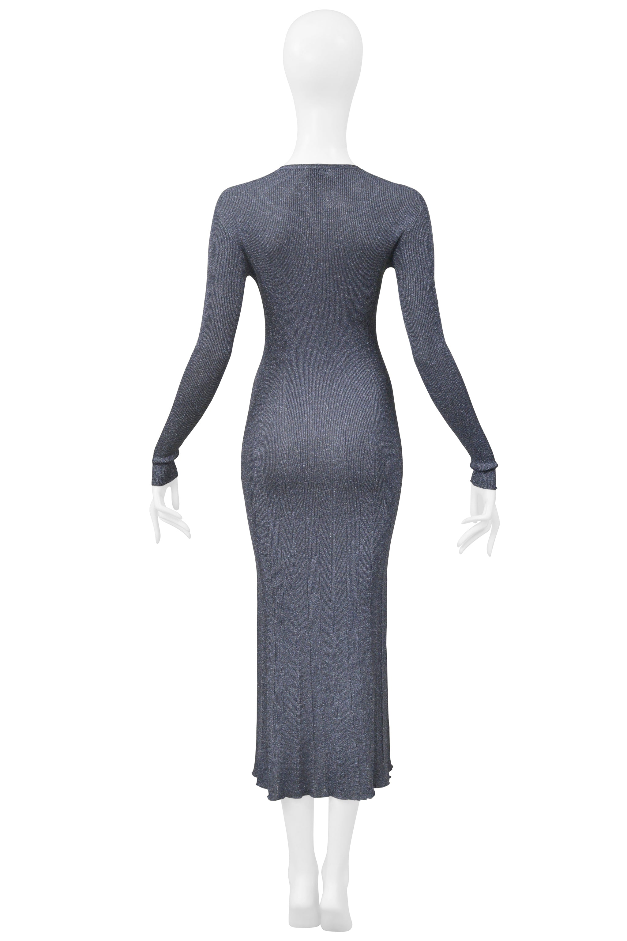 LANVIN BLUE METALLIC LUREX KNIT DRESS