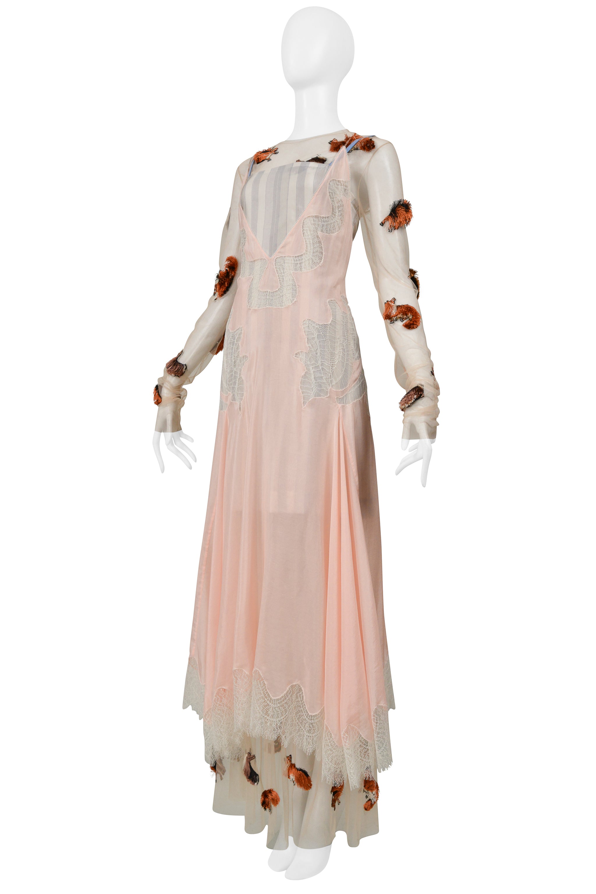 LANVIN THREE IN ONE DRESS WITH ANIMAL EMBROIDERY FW 2019