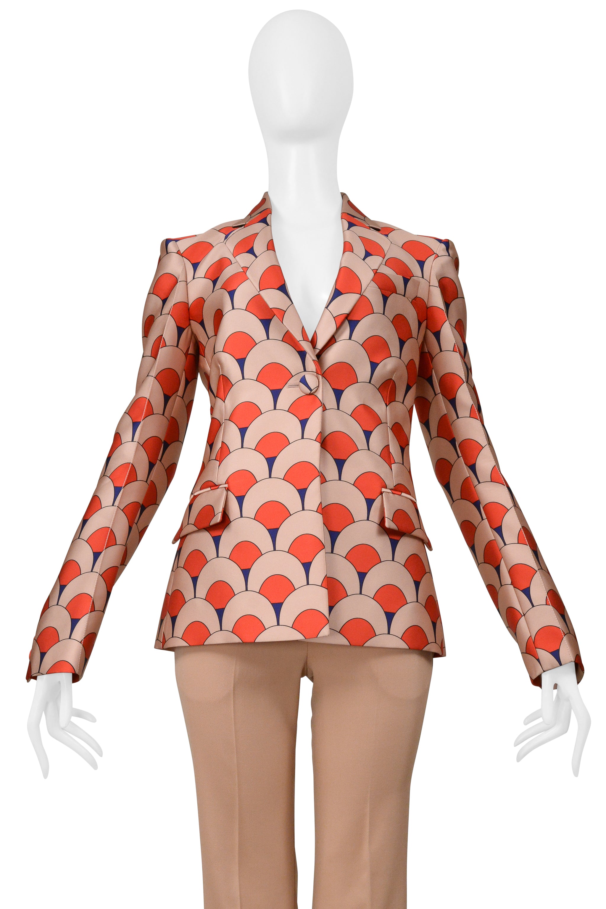LANVIN PEACH & RED PRINT JACKET AND PANT SUIT ENSEMBLE NWTS 2022