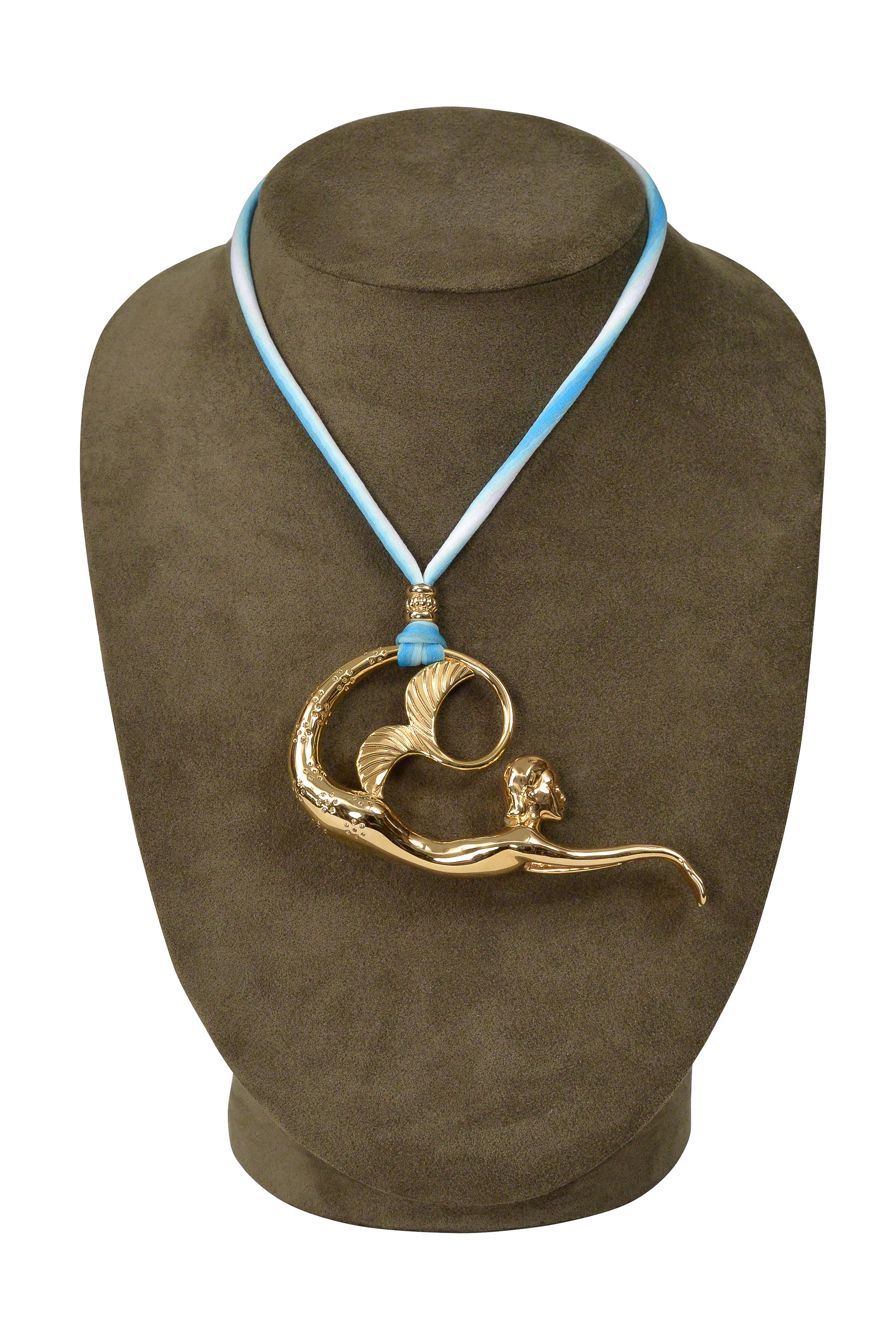 LANVIN GOLD MERMAID NECKLACE WITH BLUE CORD