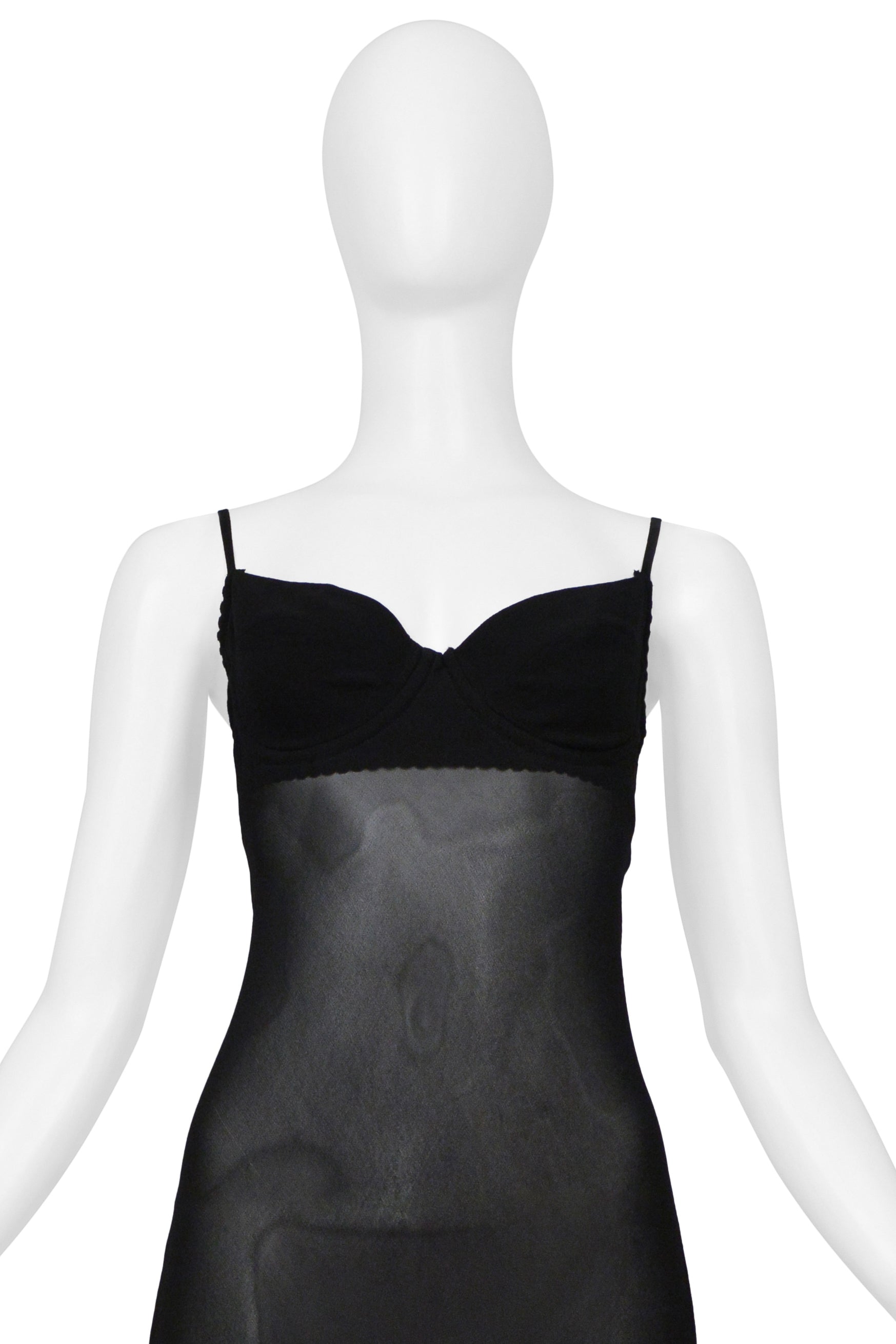 LOLITA LEMPICKA BLACK SHEER MAXI SLIP DRESS
