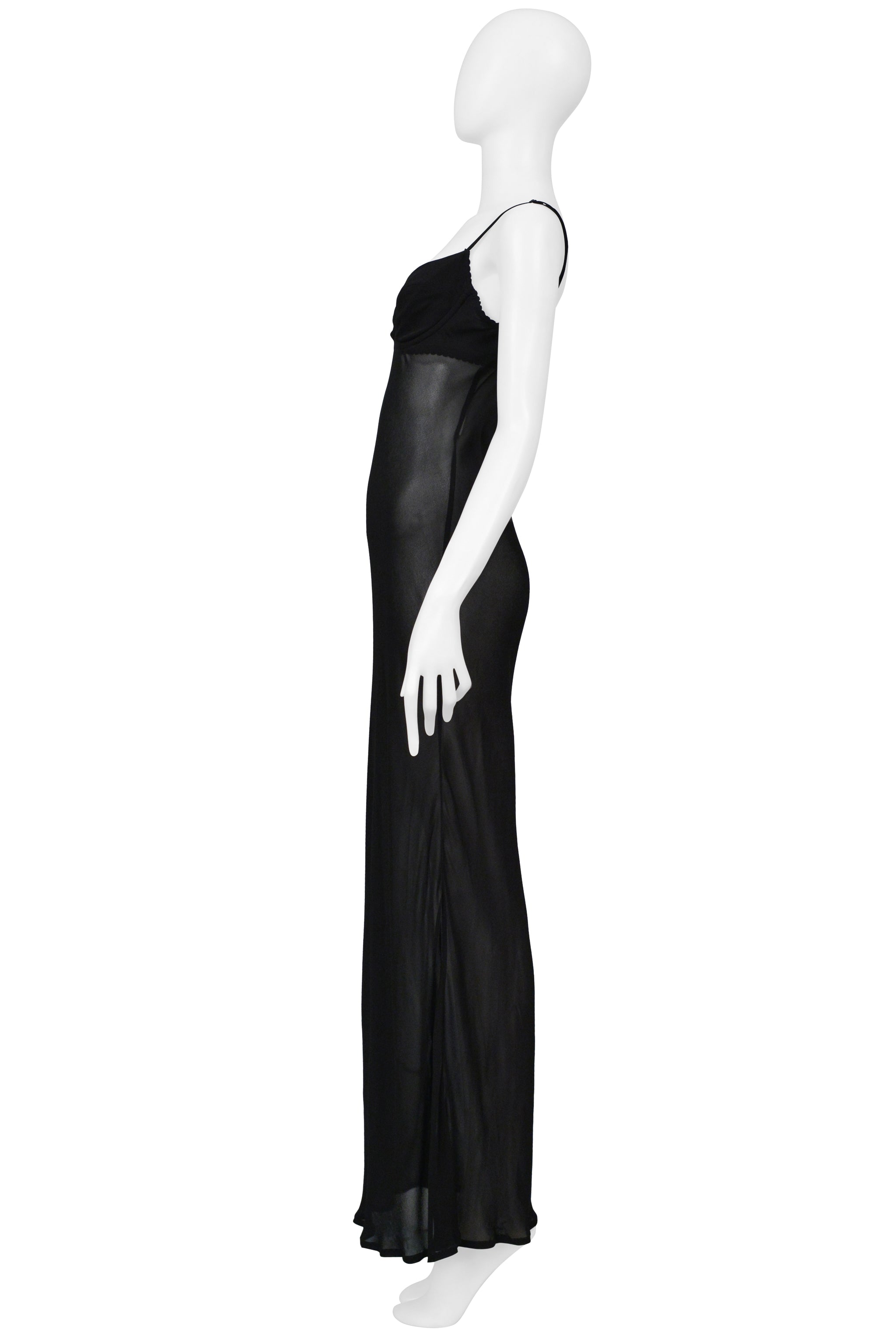 LOLITA LEMPICKA BLACK SHEER MAXI SLIP DRESS