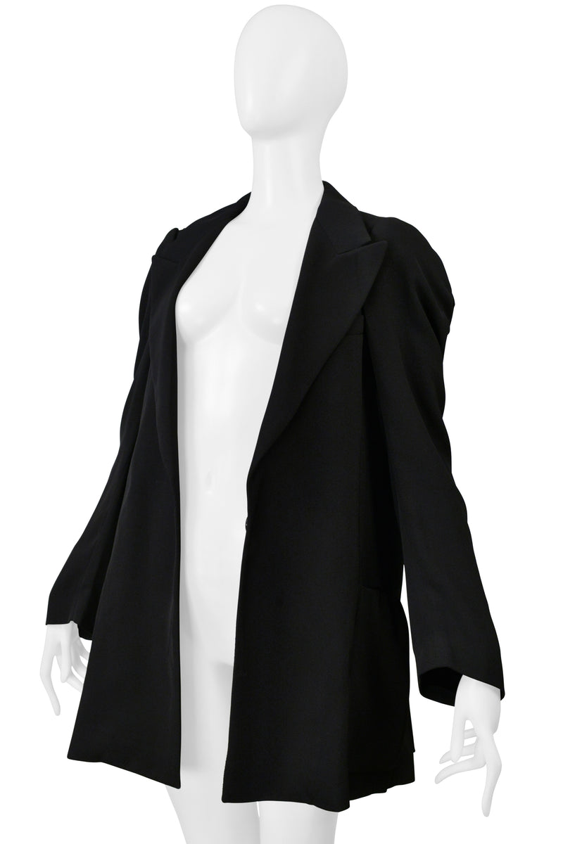 MAISON MARTIN MARGIELA BLACK FLAT BLAZER JACKET WITH  ROUND ARMHOLES 1999