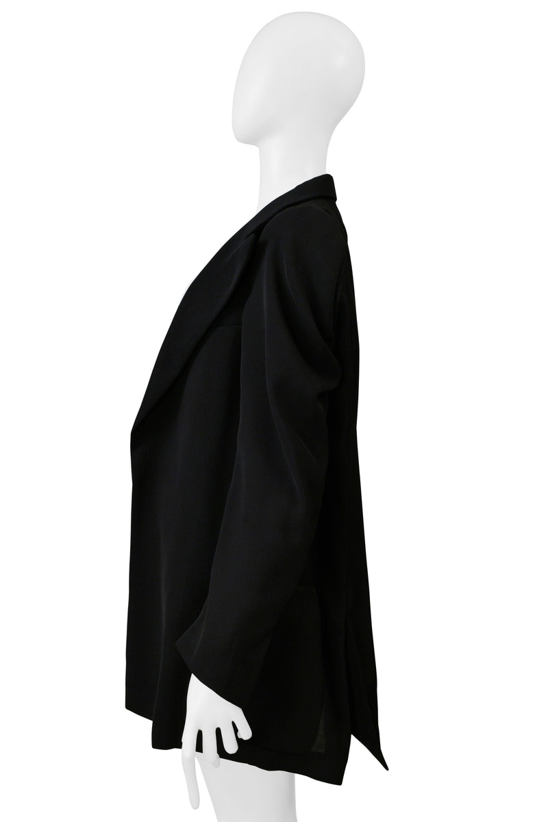 MAISON MARTIN MARGIELA BLACK FLAT BLAZER JACKET WITH  ROUND ARMHOLES 1999