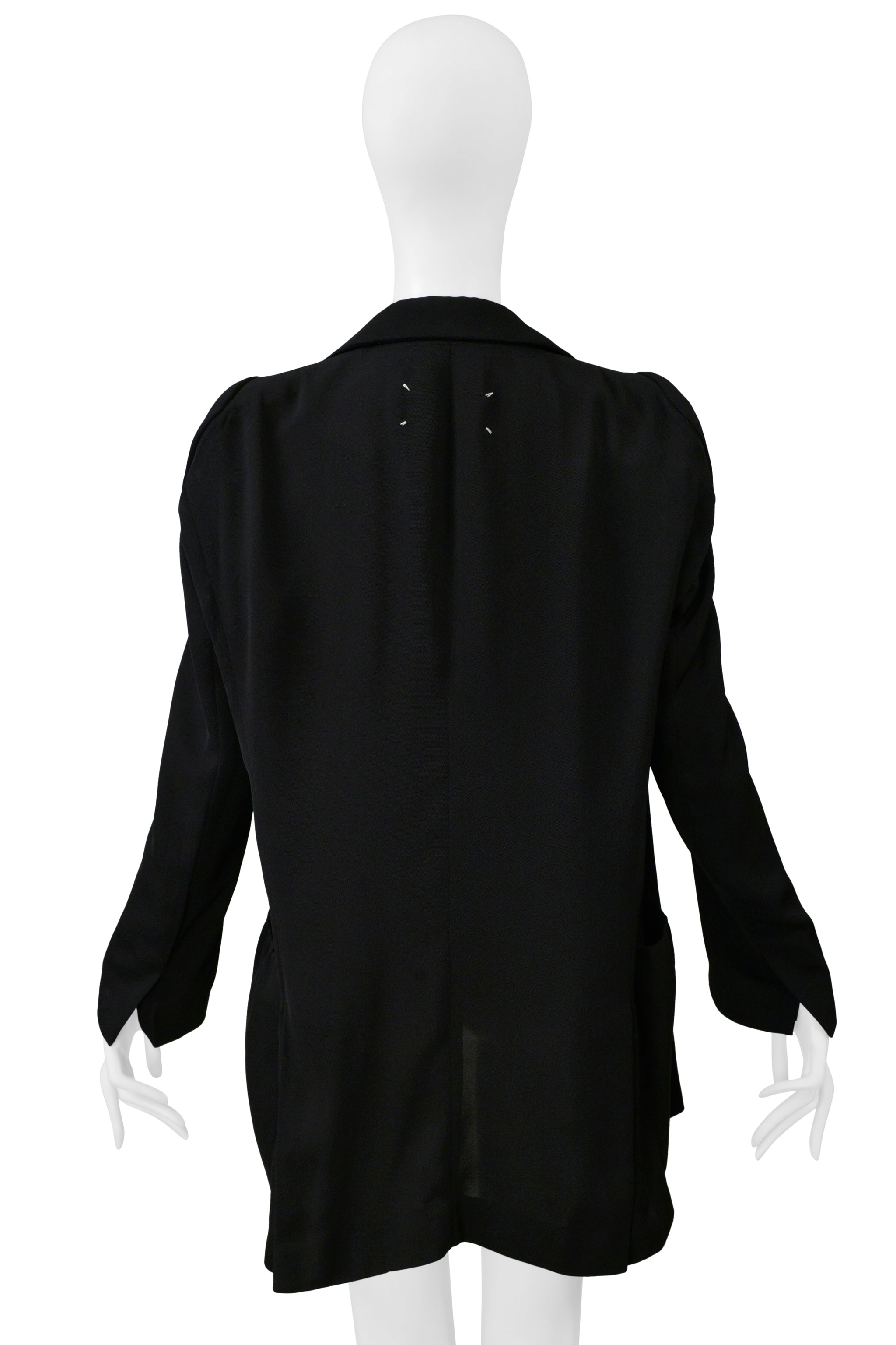 MAISON MARTIN MARGIELA BLACK FLAT BLAZER JACKET WITH  ROUND ARMHOLES 1999