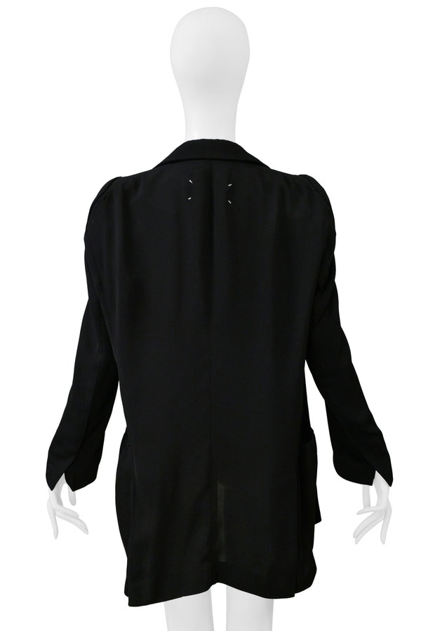 MAISON MARTIN MARGIELA BLACK FLAT BLAZER JACKET WITH  ROUND ARMHOLES 1999