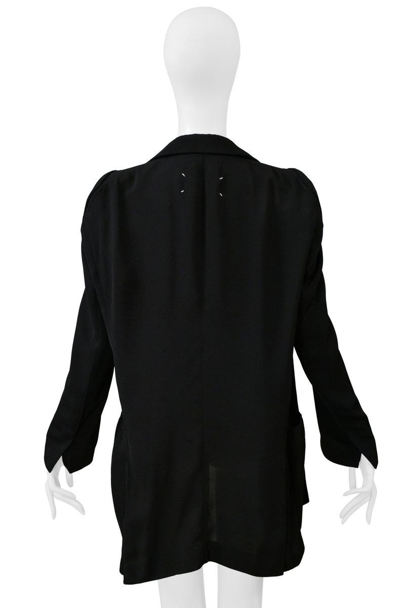 MAISON MARTIN MARGIELA BLACK FLAT BLAZER JACKET WITH  ROUND ARMHOLES 1999