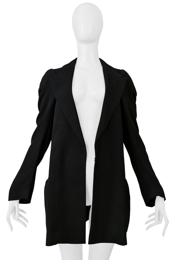 MAISON MARTIN MARGIELA BLACK FLAT BLAZER JACKET WITH  ROUND ARMHOLES 1999