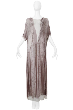 MAISON MARTIN MARGIELA TROMPE L'OEIL PHOTO PRINT BROWN FLORAL MAXI DRESS 1999