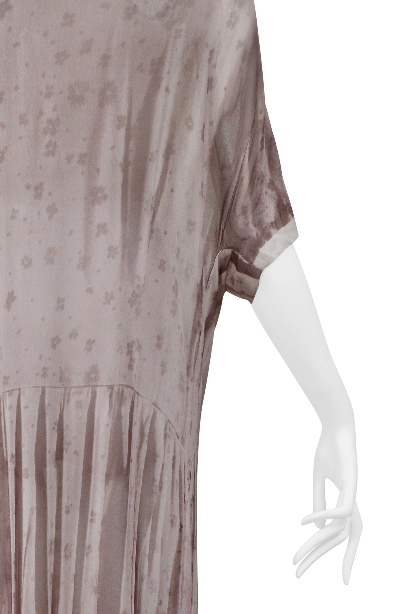 MAISON MARTIN MARGIELA TROMPE L'OEIL PHOTO PRINT BROWN FLORAL MAXI DRESS 1990S