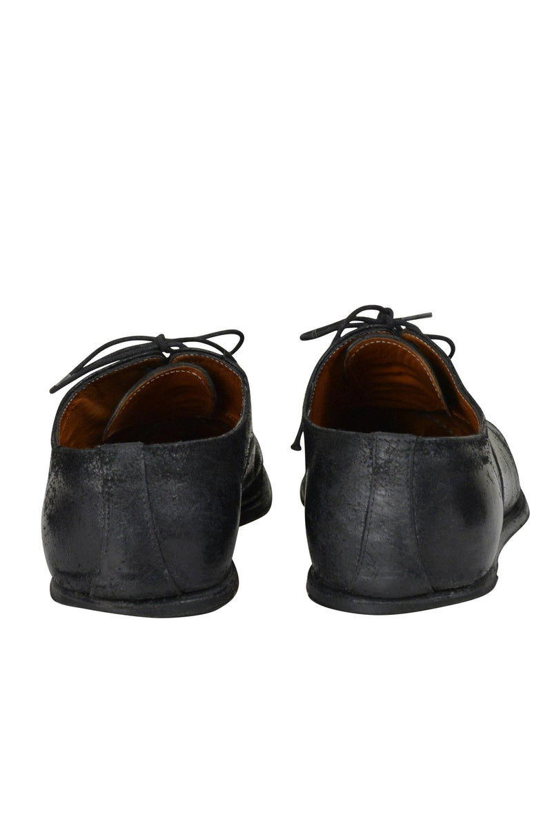 MAISON MARTIN MARGIELA BLACK "HEELLESS" OXFORD LACE UP SHOES 2000-01