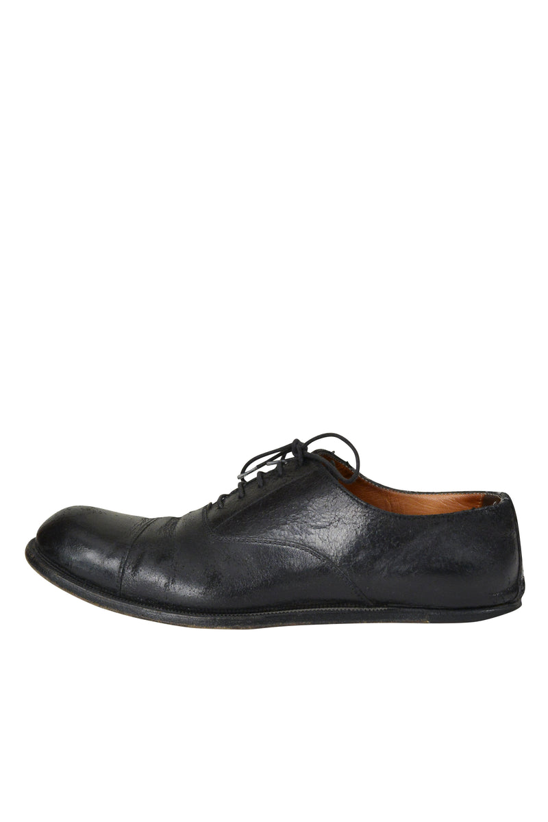 MAISON MARTIN MARGIELA BLACK "HEELLESS" OXFORD LACE UP SHOES 2000-01