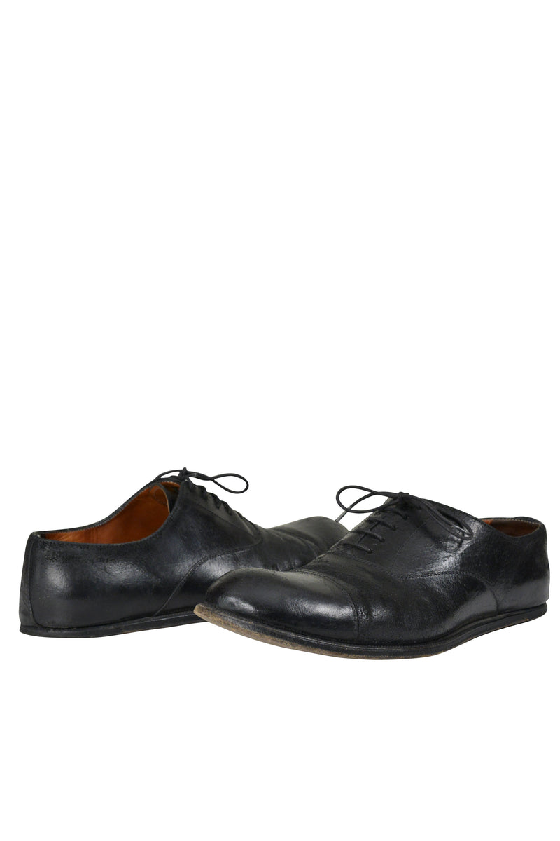 MAISON MARTIN MARGIELA BLACK "HEELLESS" OXFORD LACE UP SHOES 2000-01