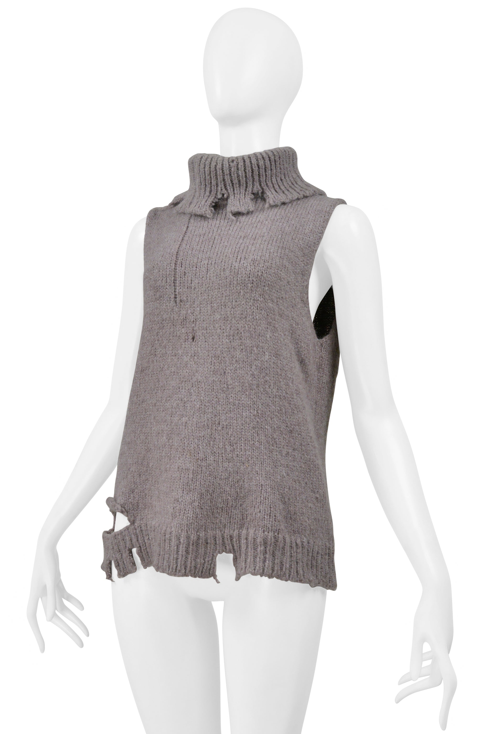 MAISON MARTIN MARGIELA MAUVE DECONSTRUCTED SWEATER WITH HIGH NECK 2001