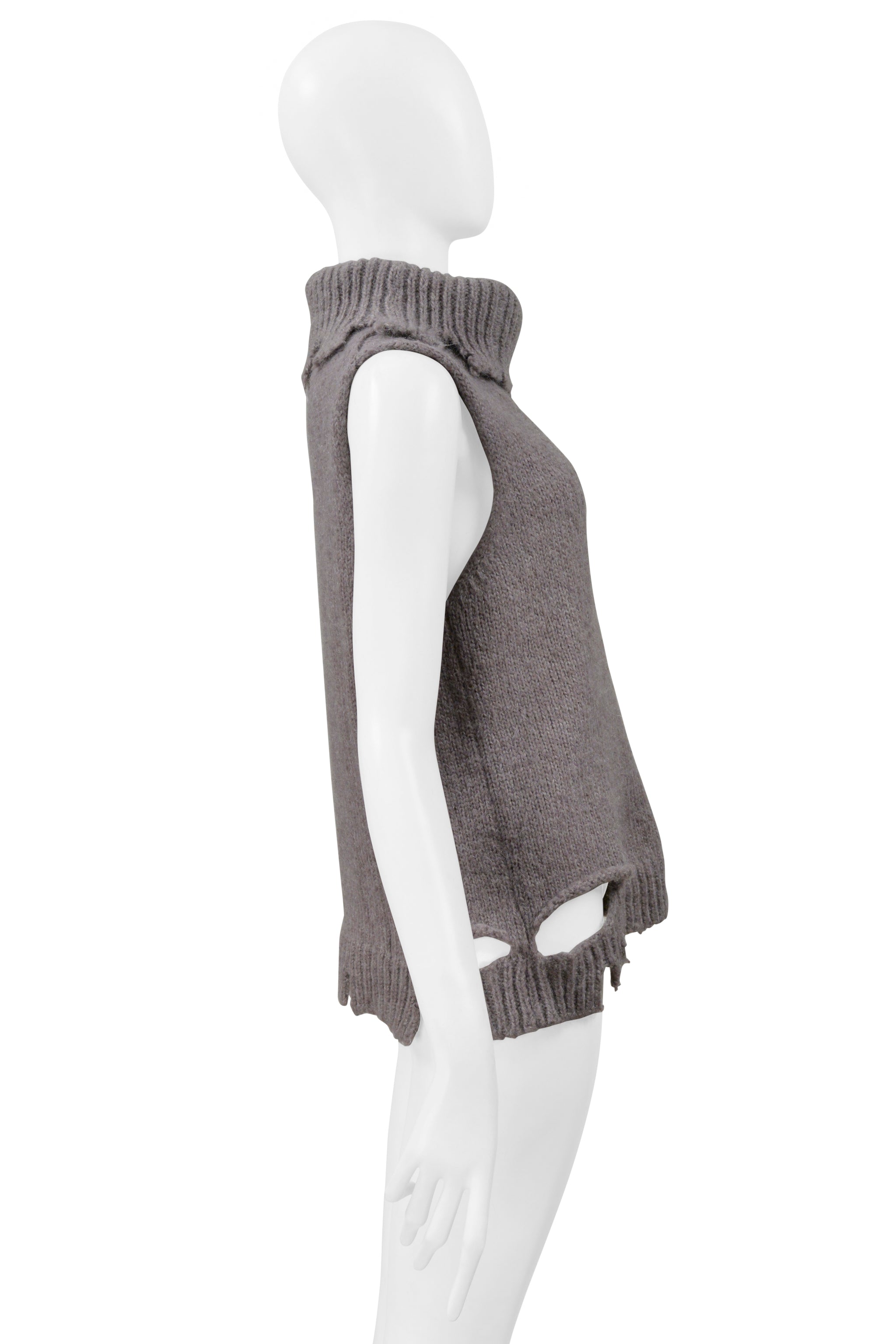 MAISON MARTIN MARGIELA MAUVE DECONSTRUCTED SWEATER WITH HIGH NECK 2001