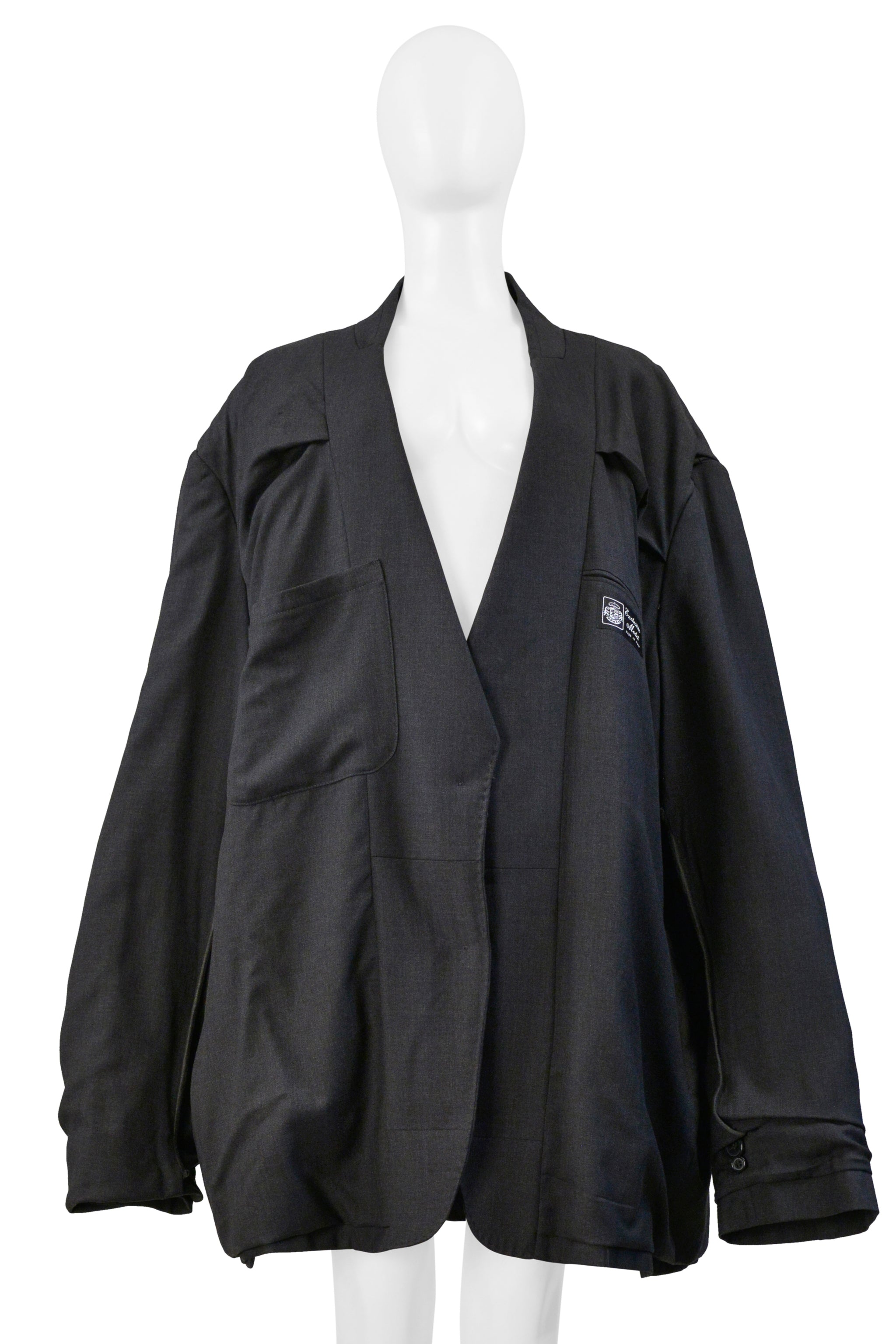 MAISON MARTIN MARGIELA OVERSIZED GREY BLUE SUITING JACKET AW 2000