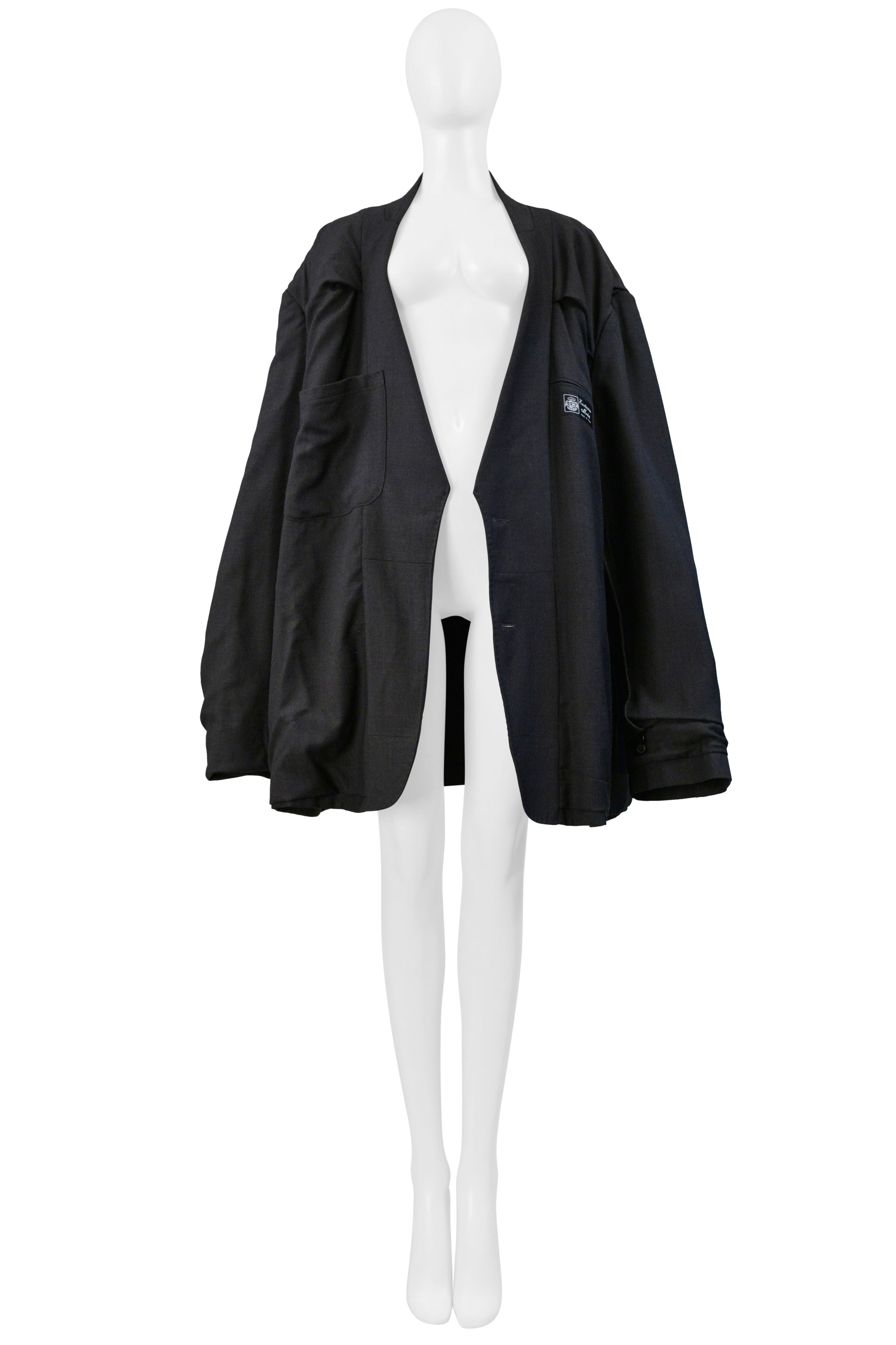 MAISON MARTIN MARGIELA OVERSIZED GREY BLUE SUITING JACKET AW 2000