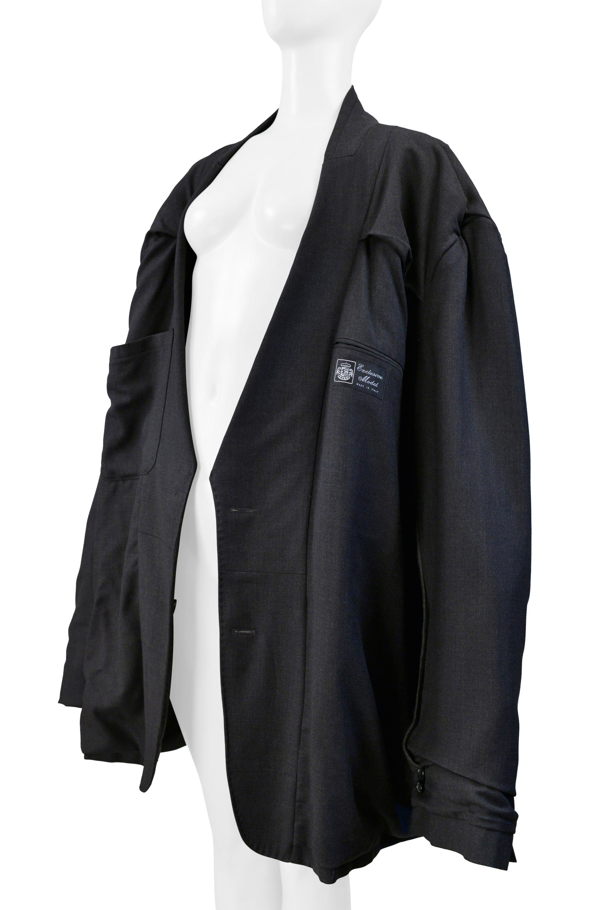 MAISON MARTIN MARGIELA OVERSIZED GREY BLUE SUITING JACKET AW 2000