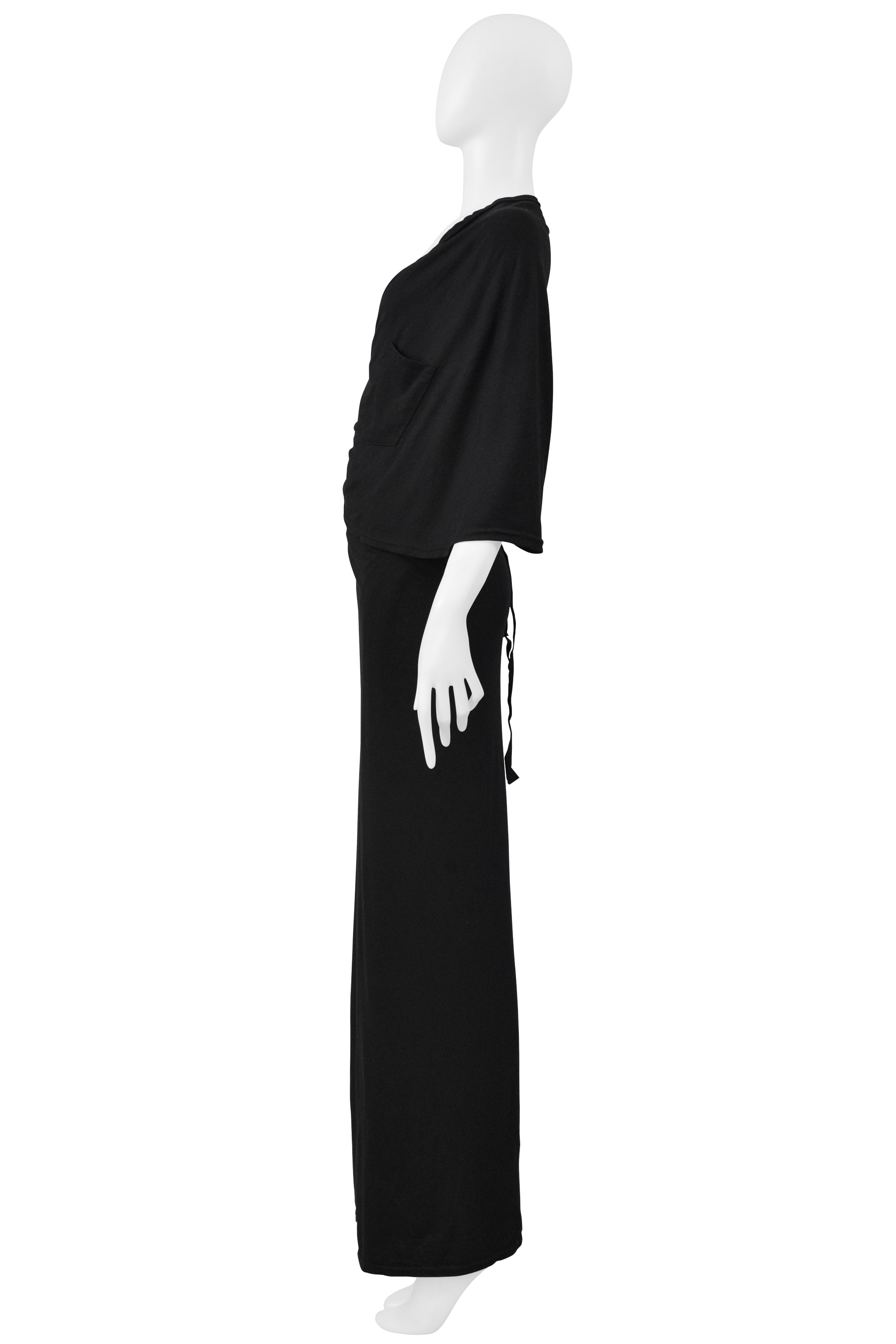 MAISON MARTIN MARGIELA BLACK KNIT WRAP DRESS WITH POCKET 1999