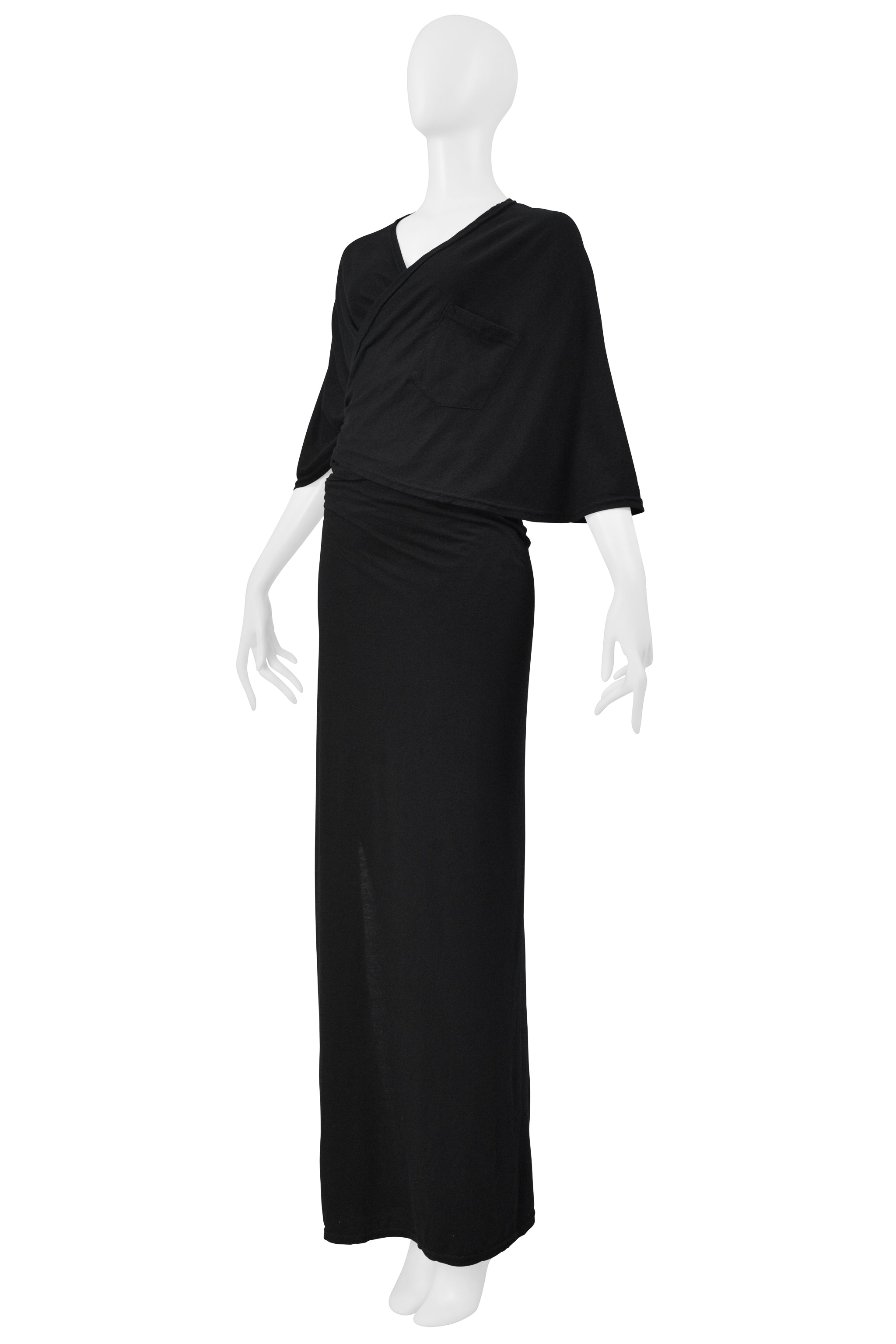 MAISON MARTIN MARGIELA BLACK KNIT WRAP DRESS WITH POCKET 1999