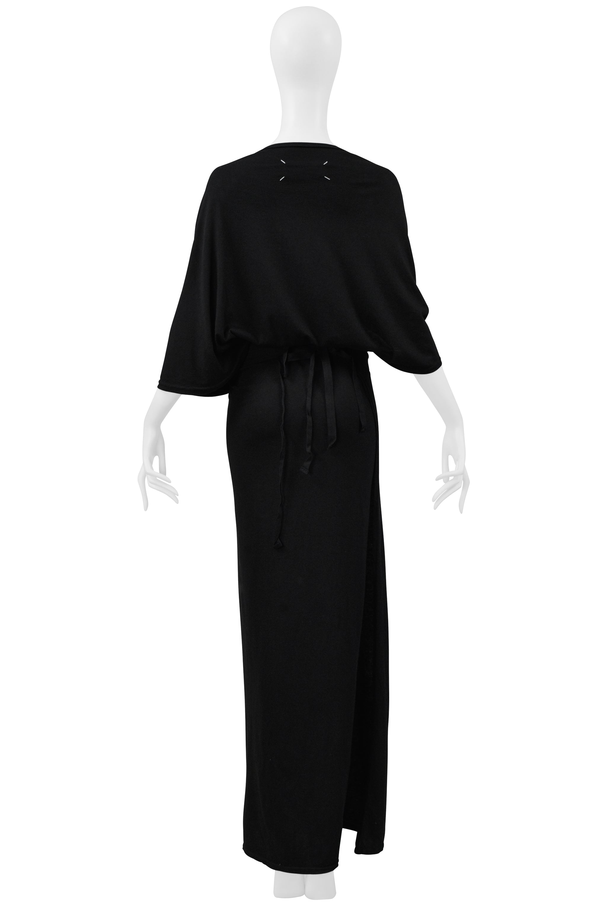 MAISON MARTIN MARGIELA BLACK KNIT WRAP DRESS WITH POCKET 1999