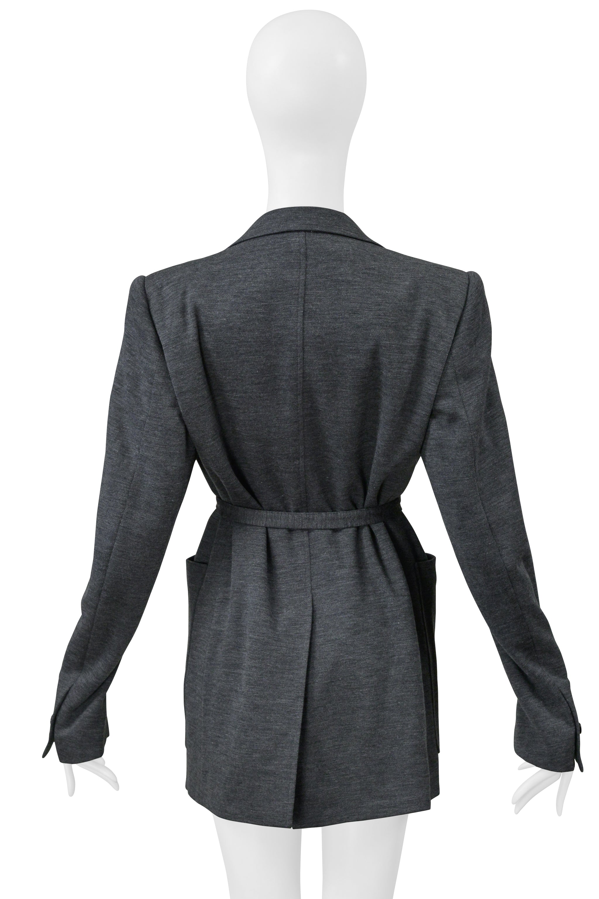 MAISON MARTIN MARGIELA GREY WOOL DOUBLE KNIT JACKET WITH BELT 2000s