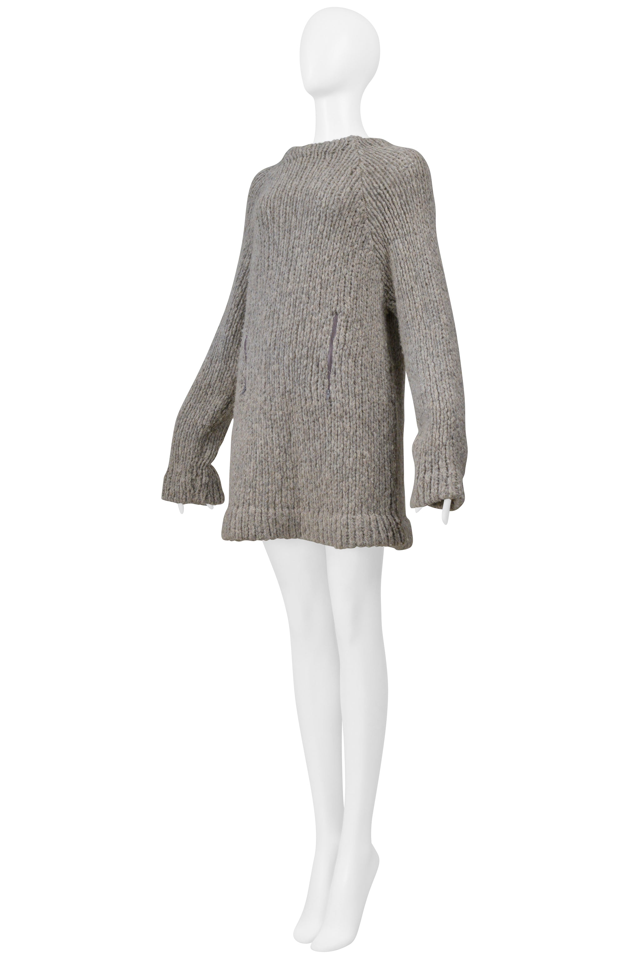 MAISON MARTIN MARGIELA MELANGE SWEATER WITH VERTICAL ZIPPERS AT WAIST 1997