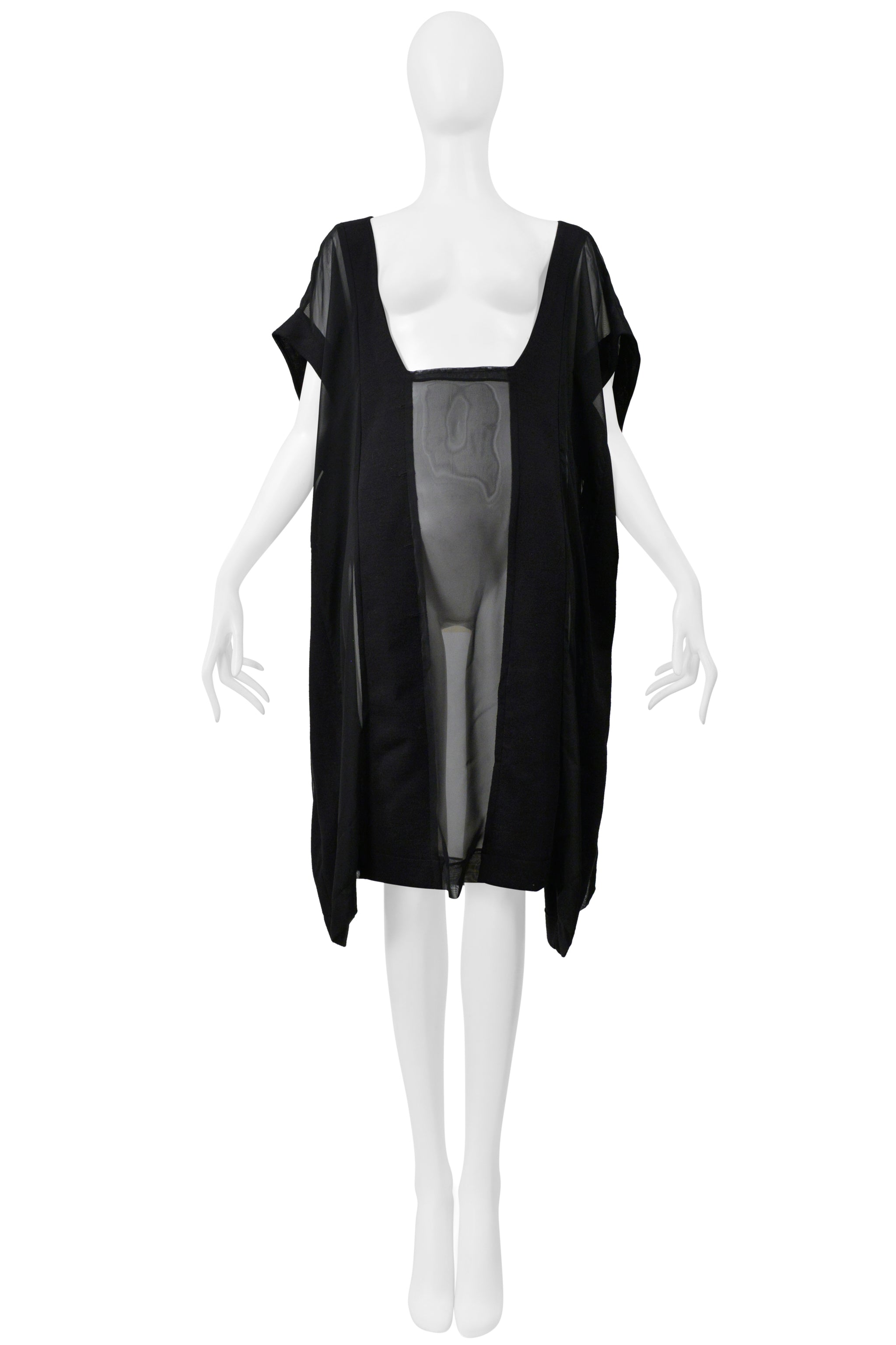 MAISON MARTIN MARGIELA ARTISANAL OVERSIZED BLACK DRESS WITH SHEER PANELS 2000