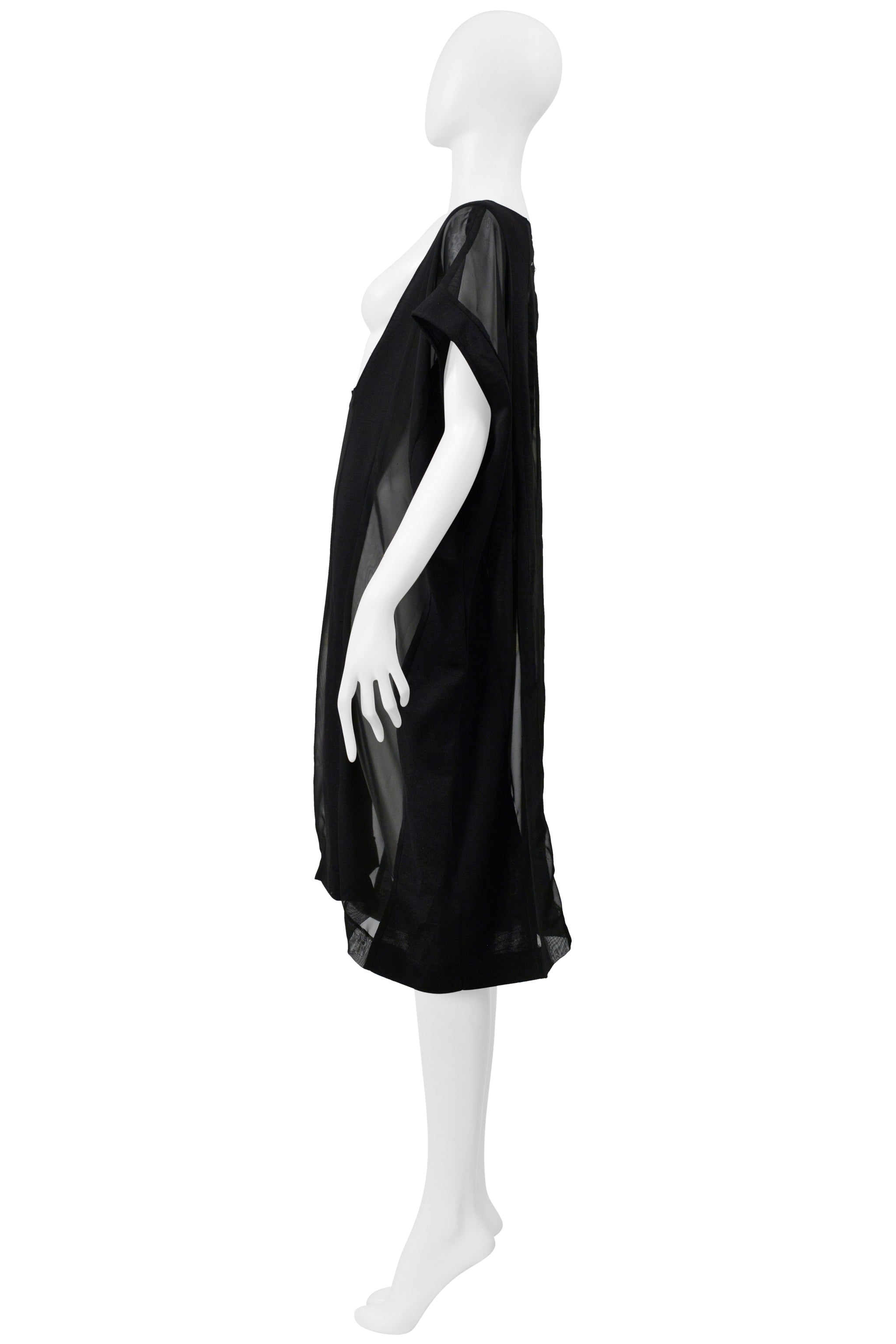 MAISON MARTIN MARGIELA ARTISANAL OVERSIZED BLACK DRESS WITH SHEER PANELS 2000