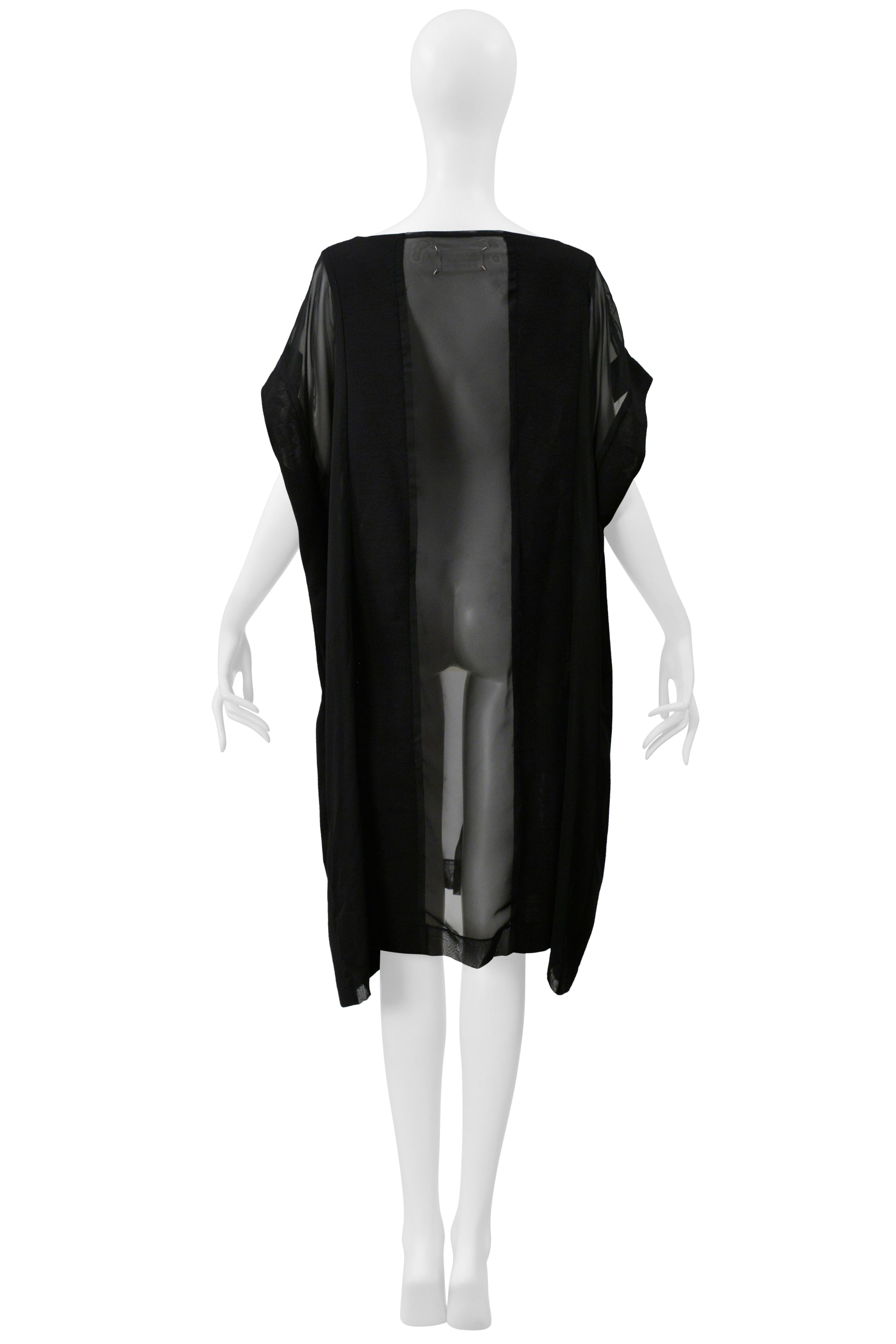 MAISON MARTIN MARGIELA ARTISANAL OVERSIZED BLACK DRESS WITH SHEER PANELS 2000
