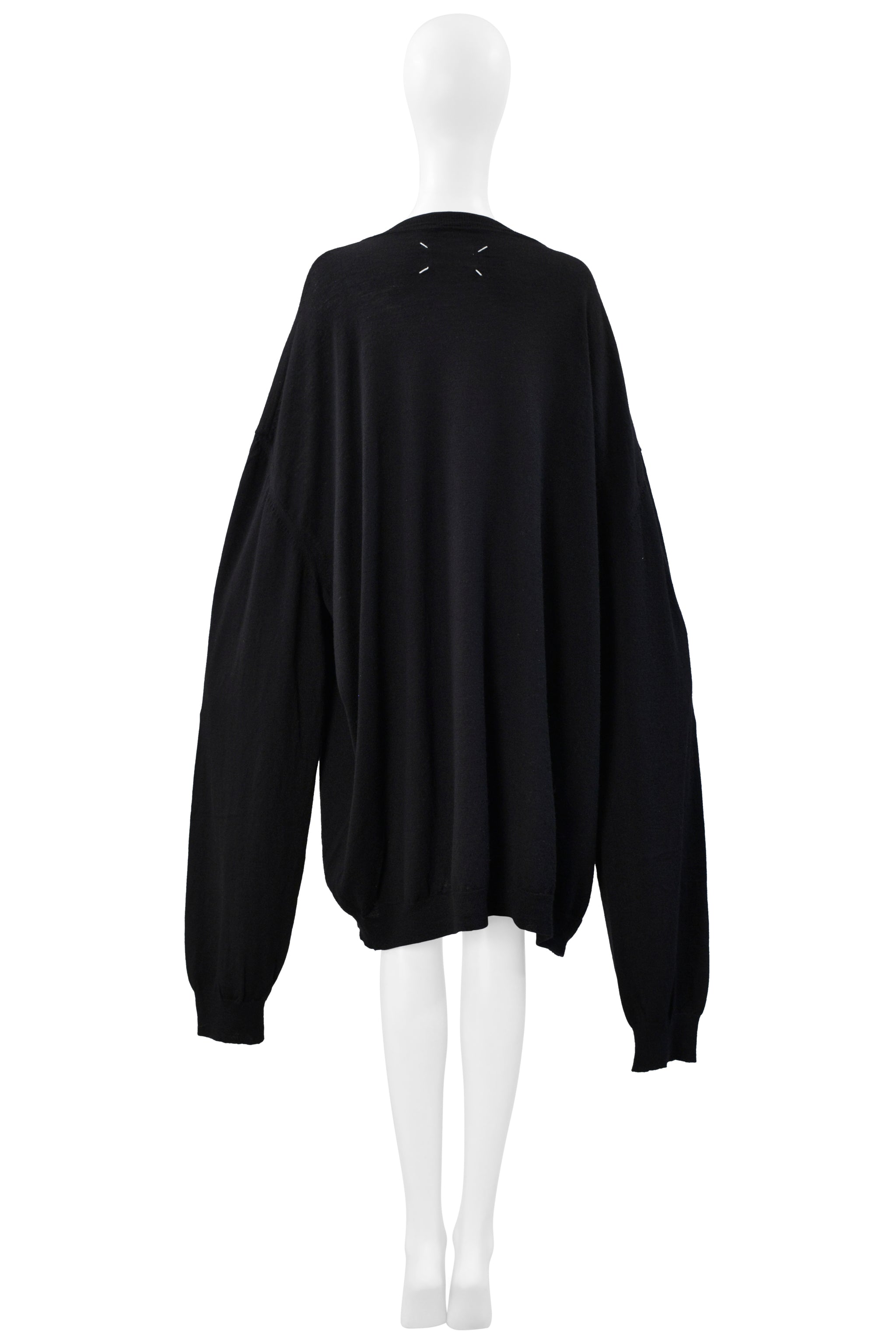 MAISON MARTIN MARGIELA BLACK OVERSIZED V NECK SWEATER 2000