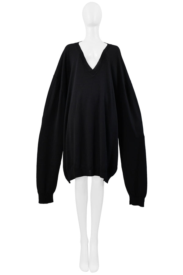 MAISON MARTIN MARGIELA BLACK OVERSIZED V NECK SWEATER SS 2000