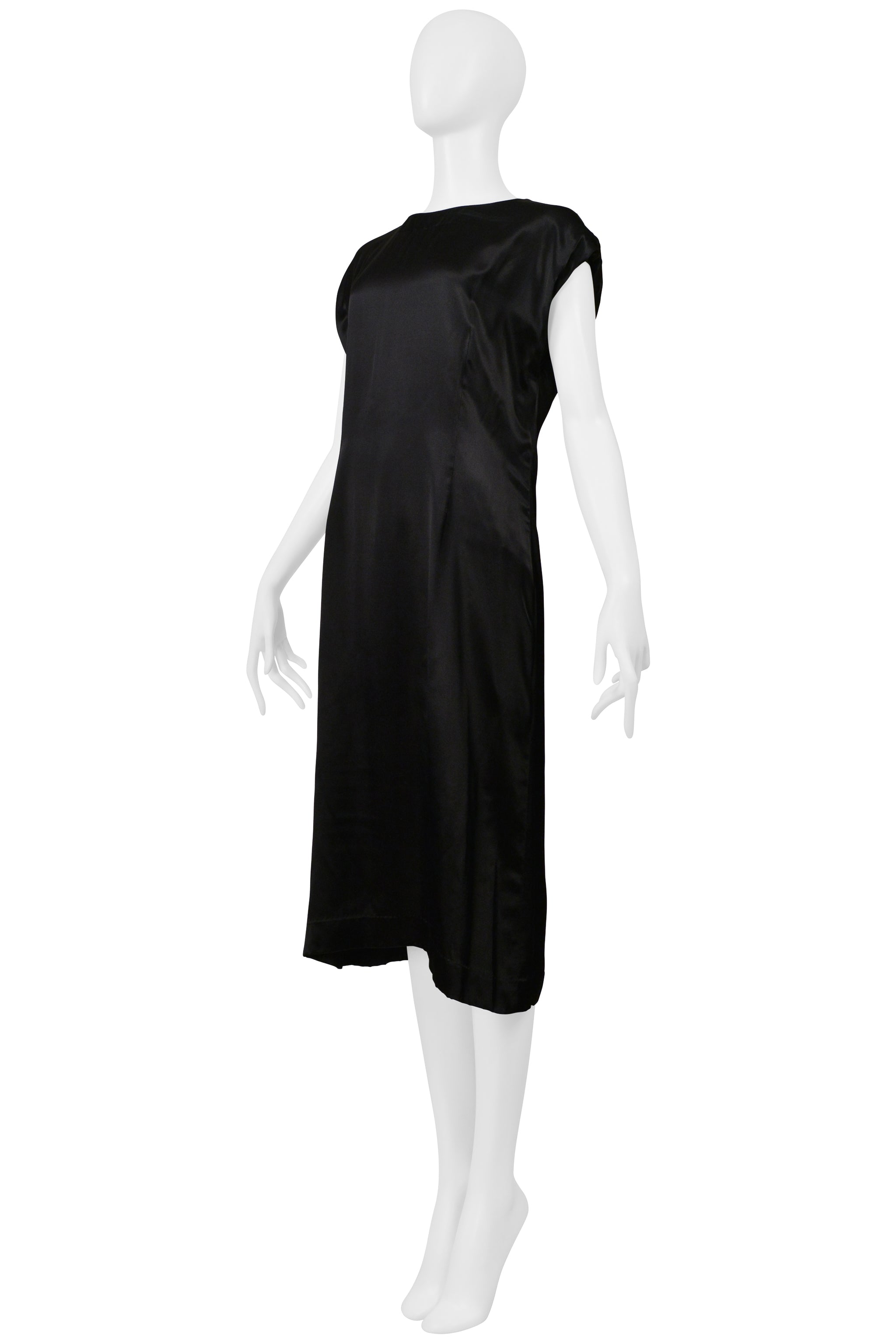 MAISON MARTIN MARGIELA BLACK SATIN DRESS WITH TULLE INTERIOR 2000