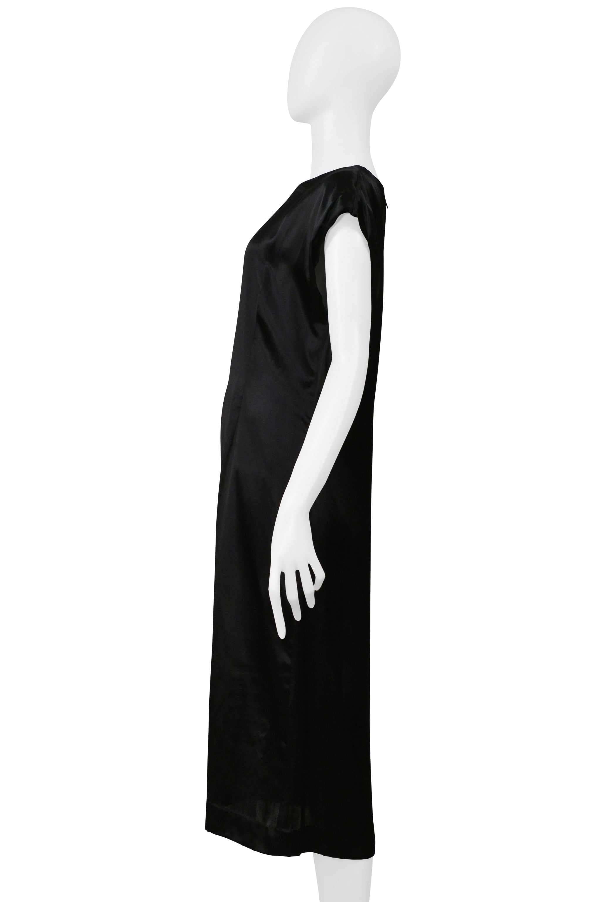 MAISON MARTIN MARGIELA BLACK SATIN DRESS WITH TULLE INTERIOR 2000