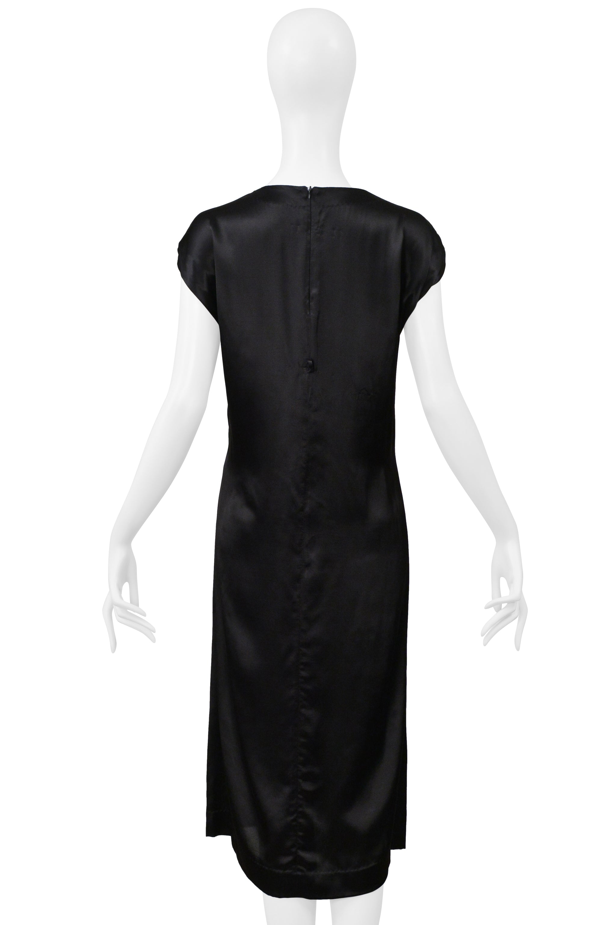 MAISON MARTIN MARGIELA BLACK SATIN DRESS WITH TULLE INTERIOR 2000