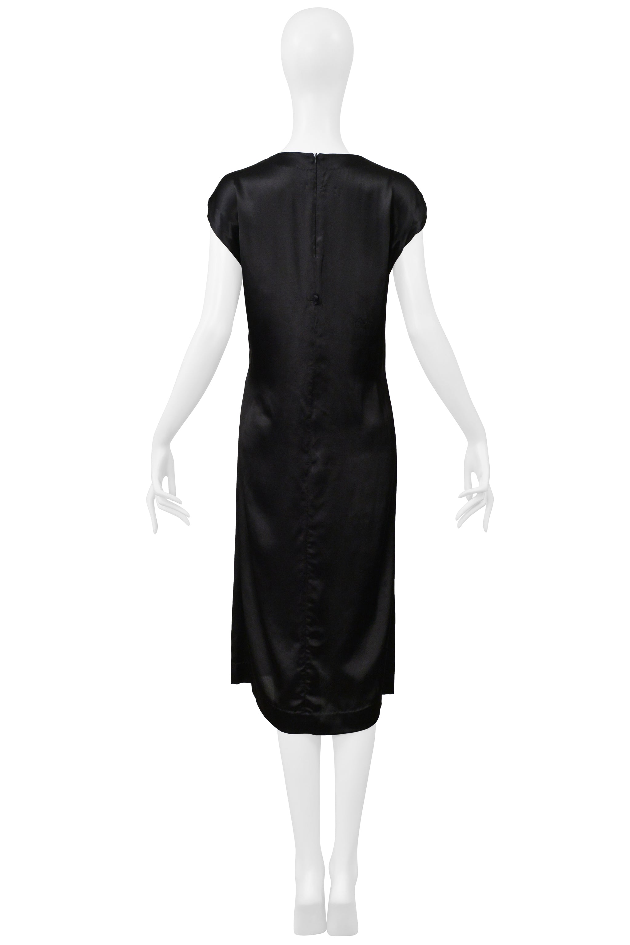 MAISON MARTIN MARGIELA BLACK SATIN DRESS WITH TULLE INTERIOR 2000