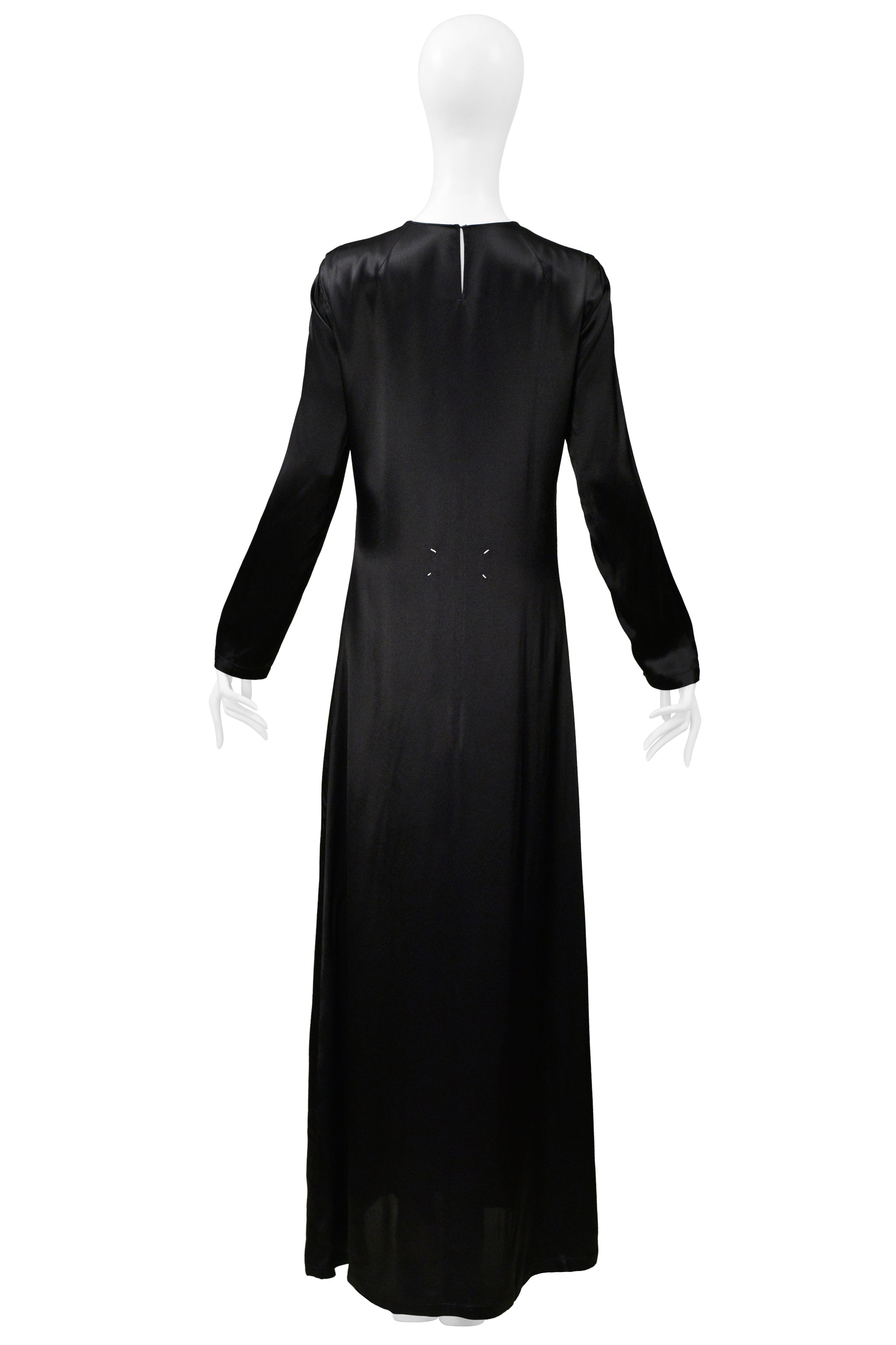 MAISON MARTIN MARGIELA BLACK SATIN EVENING GOWN WITH LONG SLEEVES 2000
