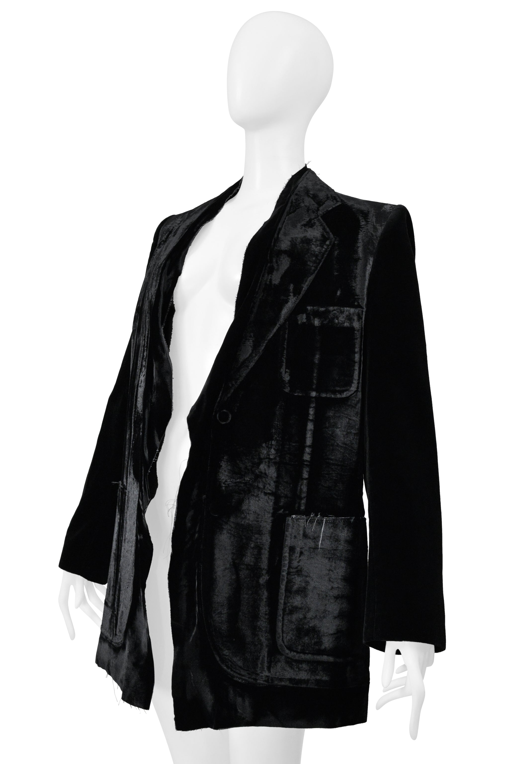 MAISON MARTIN MARGIELA BLACK VELVET DECONSTRUCTED FLAT JACKET 2000