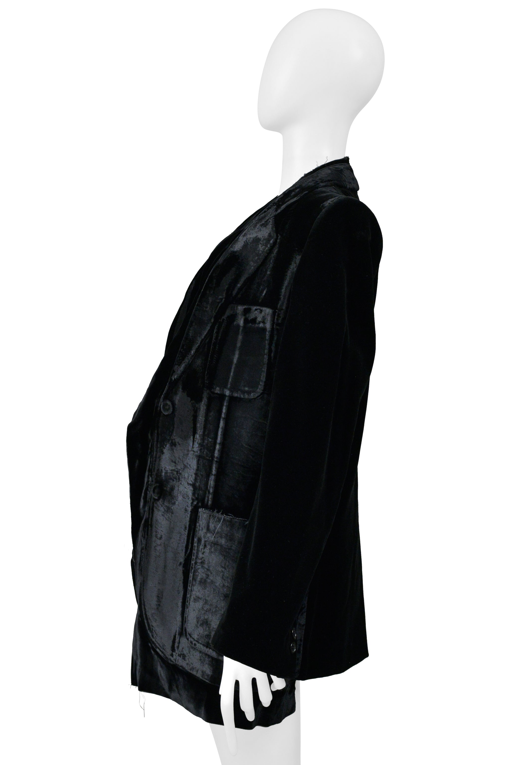 MAISON MARTIN MARGIELA BLACK VELVET DECONSTRUCTED FLAT JACKET 2000