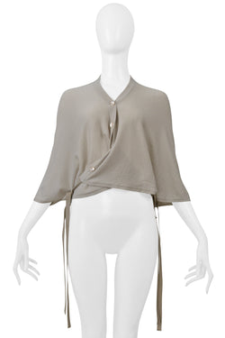 MAISON MARTIN MARGIELA GRAY CARDIGAN CAPE WITH TIES SS 2000