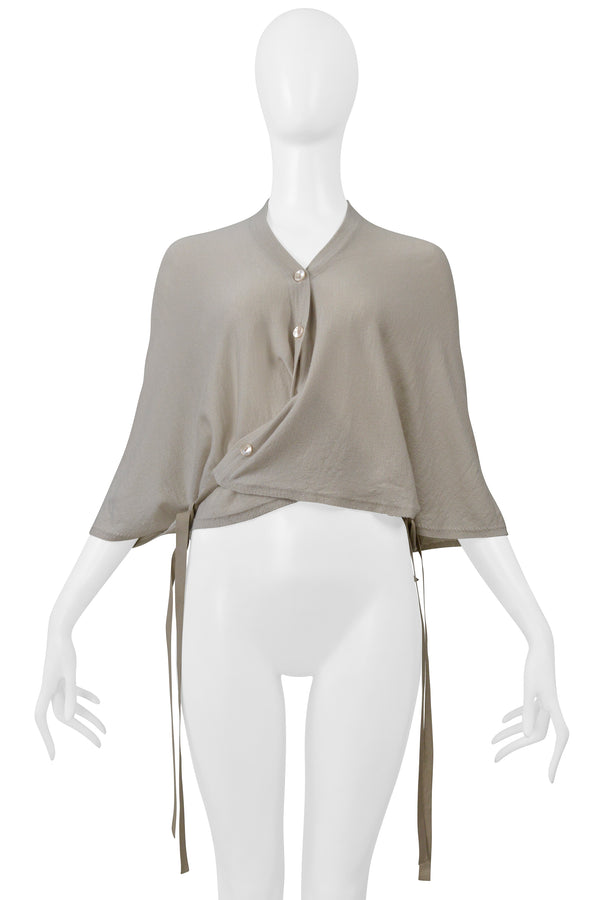 MAISON MARTIN MARGIELA GRAY CARDIGAN CAPE WITH TIES SS 2000