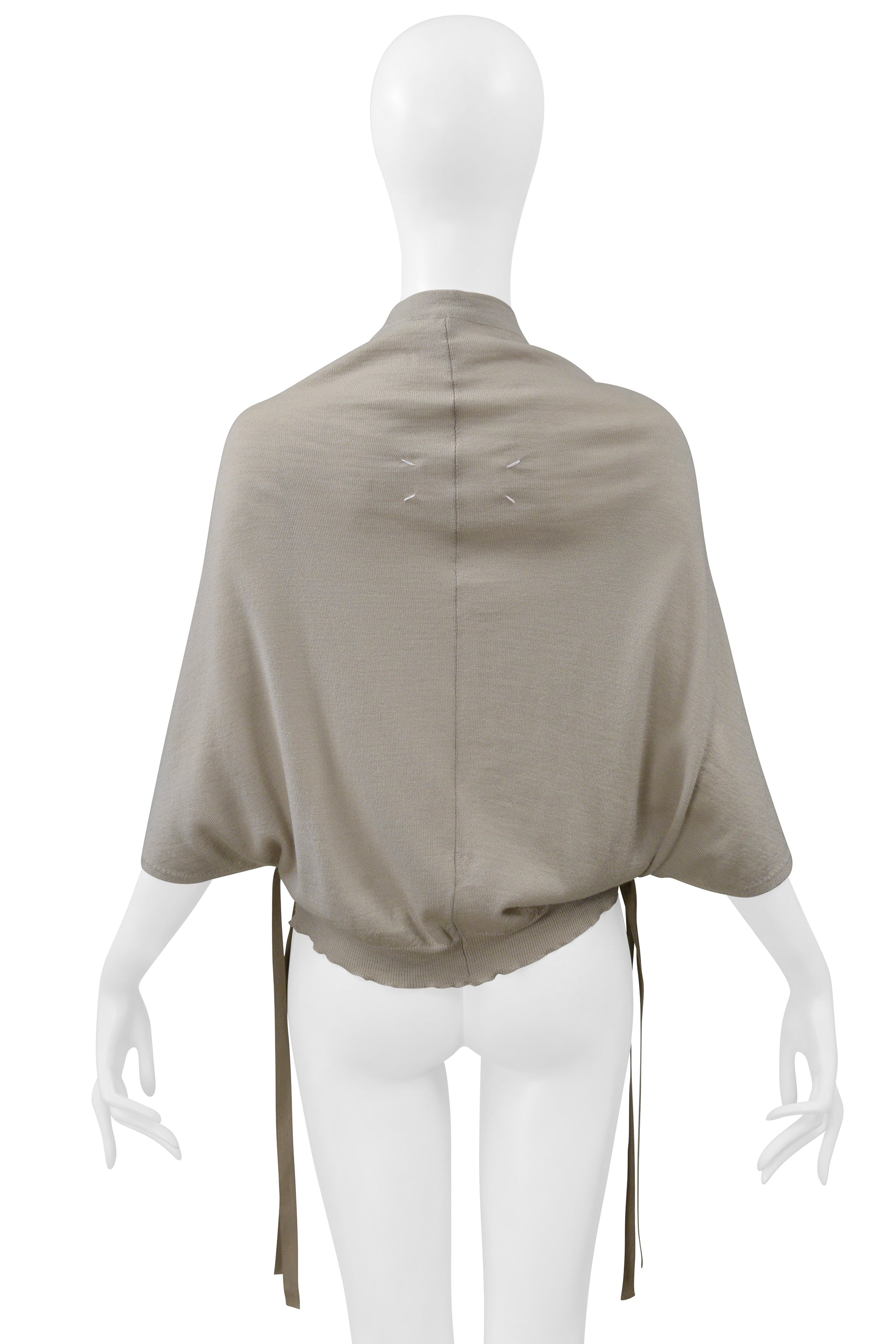 MAISON MARTIN MARGIELA GRAY CARDIGAN CAPE WITH TIES SS 2000
