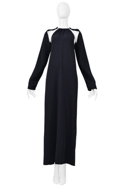 MAISON MARTIN MARGIELA NAVY BACKLESS DRESS WITH METAL COLLAR AND CUTOUT 2000