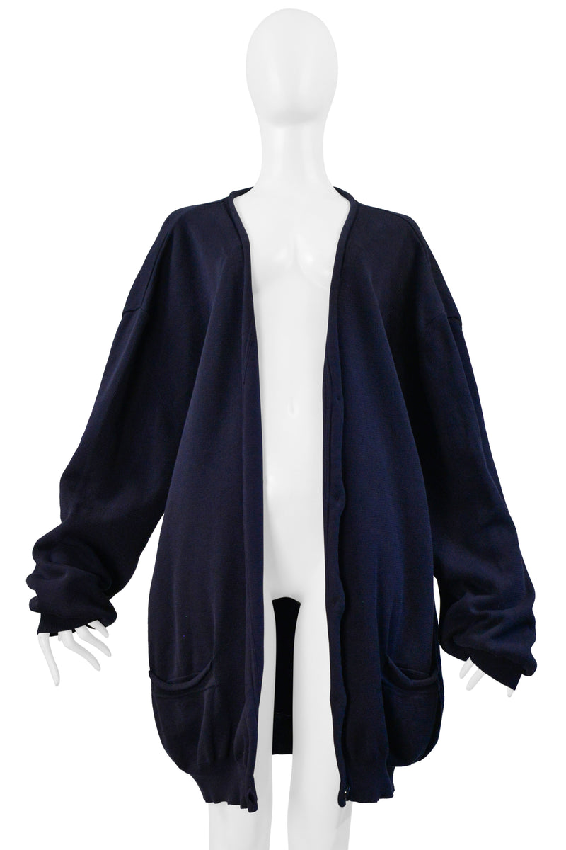 MAISON MARTIN MARGIELA NAVY BLUE OVERSIZED CARDIGAN SWEATER SS 2000