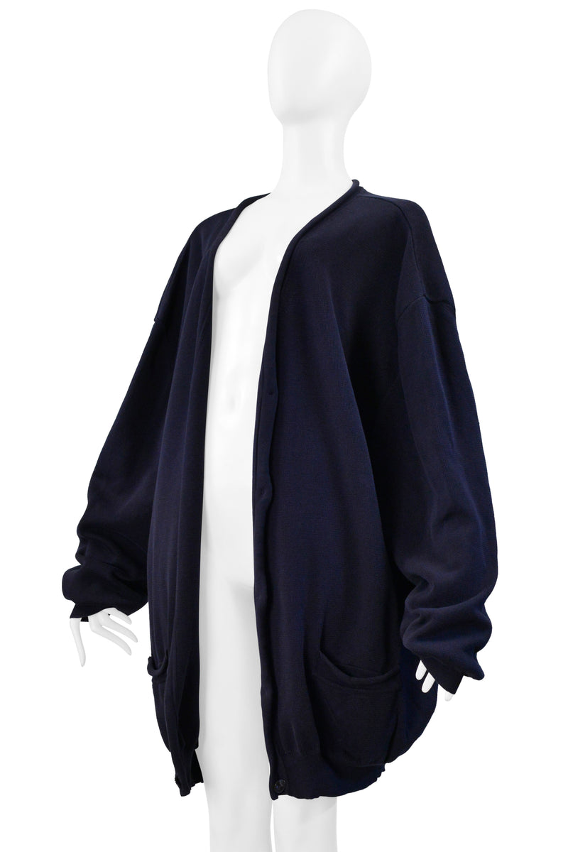 MAISON MARTIN MARGIELA NAVY BLUE OVERSIZED CARDIGAN SWEATER SS 2000