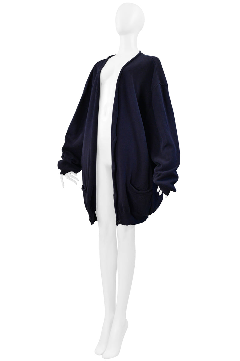 MAISON MARTIN MARGIELA NAVY BLUE OVERSIZED CARDIGAN SWEATER SS 2000