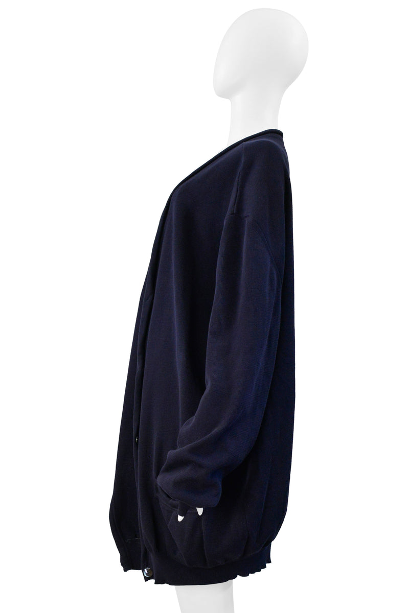 MAISON MARTIN MARGIELA NAVY BLUE OVERSIZED CARDIGAN SWEATER SS 2000