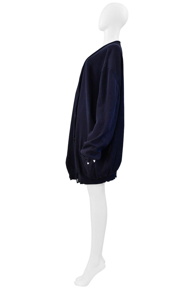 MAISON MARTIN MARGIELA NAVY BLUE OVERSIZED CARDIGAN SWEATER SS 2000